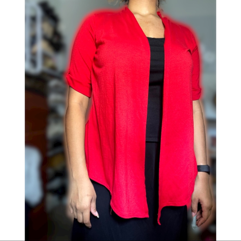 Zoey & Beth Red Cardigan with a built-in tank top